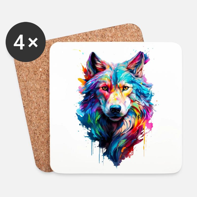 Afrikanischer Wildhund - Untersetzer (4er-Set) - Weiß