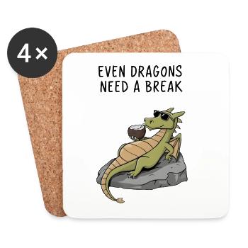 Lounging Dragon - Untersetzer (4er-Set) - Weiß - Vorne