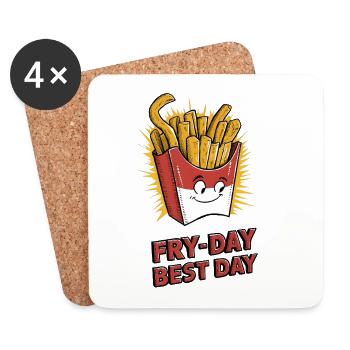 Fry-Day, Best Day - Coasters (set of 4) - white - Front