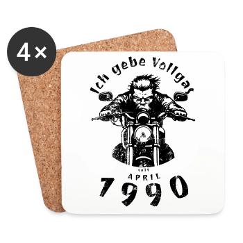 35th birthday I've been going full throttle since 04/1990 - Coasters (set of 4) - white - Front