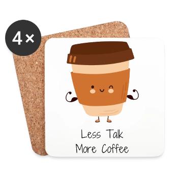 Less Talk More Coffee Cup Illustration - Coasters (set of 4) - white - Front