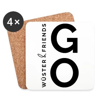 Wüster&Friends GO Logo Schwarz - Untersetzer (4er-Set) - Weiß - Vorne