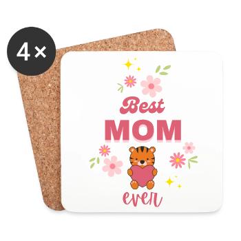 Meilleure maman de tous les temps - Fête des mères - Dessous de verre (lot de 4) - blanc - Devant