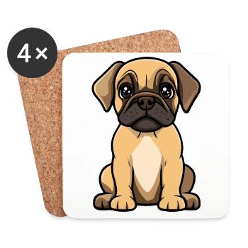 Bullmastiff Chien Mignon - Dessous de verre (lot de 4) - blanc - Devant