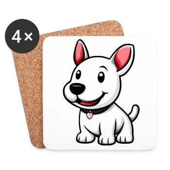 Bull Terrier Chien Mignon - Dessous de verre (lot de 4) - blanc - Devant