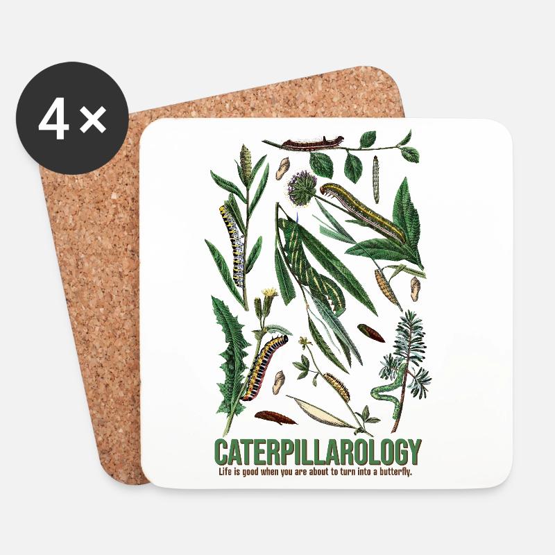 Caterpillarology Nature Study - Untersetzer (4er-Set) - Weiß