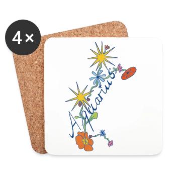 Aquarius – Creative Zodiac Illustration - Coasters (set of 4) - white - Front