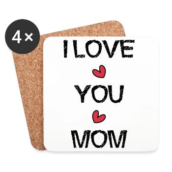 MOTHER'S DAY. HEART. HAPPY BIRTHDAY. MOM - Coasters (set of 4) - white - Front