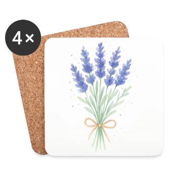 Bouquet de lavande - Dessous de verre (lot de 4) - blanc - Devant