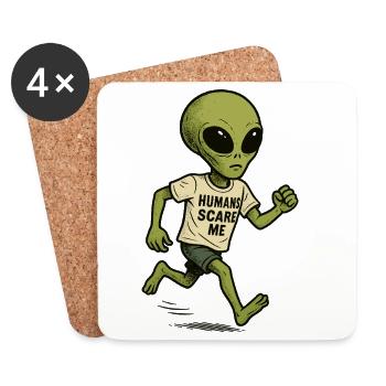 Alien Extraterrestre avec de l’humour - Les humains me font peur - Dessous de verre (lot de 4) - blanc - Devant