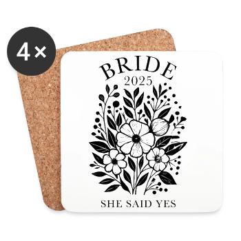 Bride2025 - she said yes - Untersetzer (4er-Set) - Weiß - Vorne