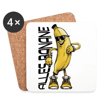 Lustiger Bananen-Charakter mit Sonnenbrille - Untersetzer (4er-Set) - Weiß - Vorne
