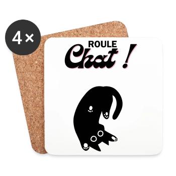 Chat en roue libre ! - Dessous de verre (lot de 4) - blanc - Devant