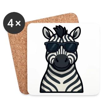 Cooles Zebra mit Sonnenbrille im Sommer zufrieden - Untersetzer (4er-Set) - Weiß - Vorne