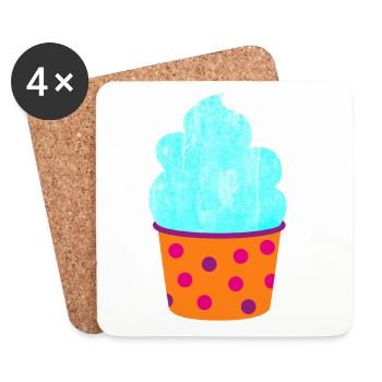 Glace Glace Tasse à Glace Dots Muffin Dots Sweet - Dessous de verre (lot de 4) - blanc - Devant