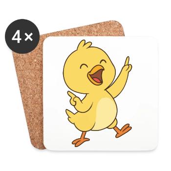 Happy Chick Dance - Coasters (set of 4) - white - Front