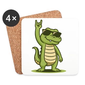 Rock’n’Roll Crocodile Bébé - Dessous de verre (lot de 4) - blanc - Devant