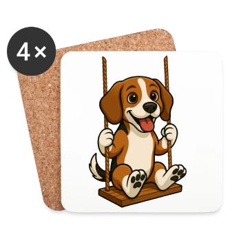 Süßer Beagle Hund Cartoon Schaukeln Spaß - Untersetzer (4er-Set) - Weiß - Vorne