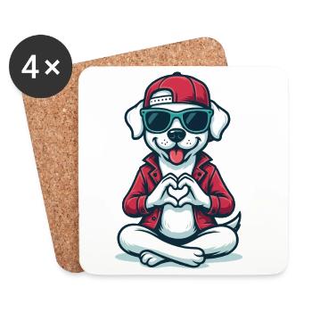 Ambiance d’amour chien - Dessous de verre (lot de 4) - blanc - Devant