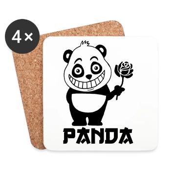 Panda mignon - Dessous de verre (lot de 4) - blanc - Devant