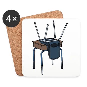 School chair on the table 70s, 80s and 90s Vintage - Coasters (set of 4) - white - Front