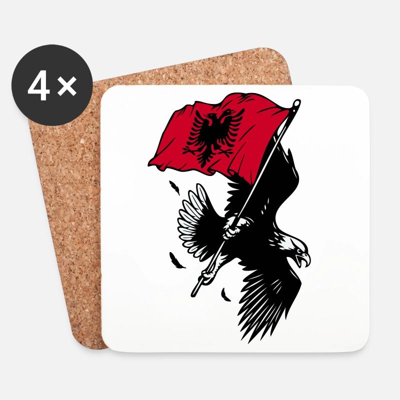 Albanischer Adler mit Flagge - Untersetzer (4er-Set) - Weiß