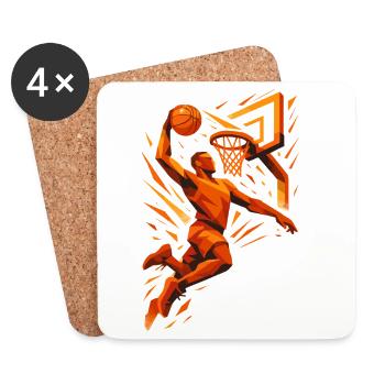 Basketball Slam Dunk Wurf Spieler Dunking Geschenk - Untersetzer (4er-Set) - Weiß - Vorne