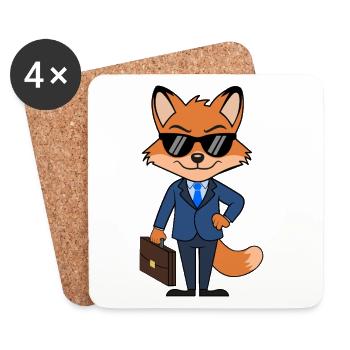 Fox Geschäftsmann eleganter Anzug mit Aktentasche - Untersetzer (4er-Set) - Weiß - Vorne
