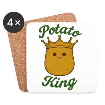Kartoffel Kartoffelkönig Kawaii - Untersetzer (4er-Set) - Weiß - Vorne