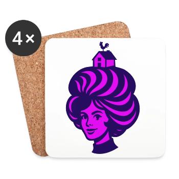 Superhair Femme Surréaliste Pop Art Années 60 - Dessous de verre (lot de 4) - blanc - Devant