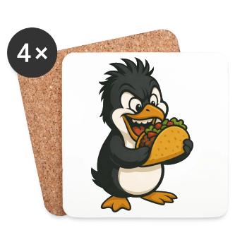 Cool Penguin Taco Mexico Fast Food Human - Coasters (set of 4) - white - Front
