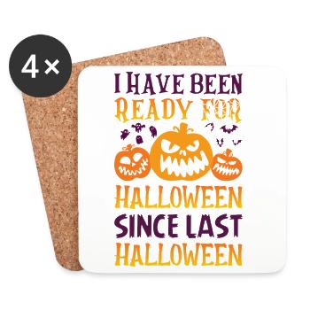 Halloween-Fan – Seit letztem Halloween bereit - Untersetzer (4er-Set) - Weiß - Vorne