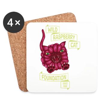 Chat sauvage aux framboises - Dessous de verre (lot de 4) - blanc - Devant