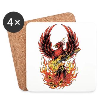Fiery Eagle Guitare Rock Design - Dessous de verre (lot de 4) - blanc - Devant