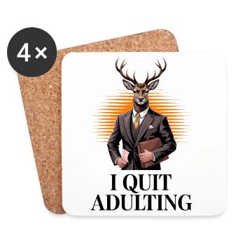 I Quit Adulting Deer - Coasters (set of 4) - white - Front