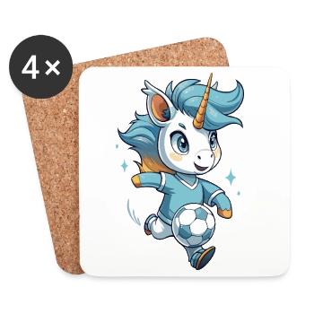 Licorne Football Fan Design - Dessous de verre (lot de 4) - blanc - Devant