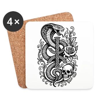 Abstract Design Amazigh Symbol YAZ - Coasters (set of 4) - white - Front