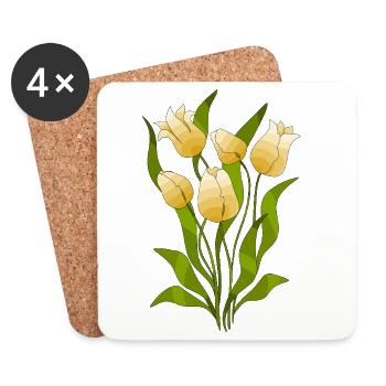 Fleur - Dessous de verre (lot de 4) - blanc - Devant