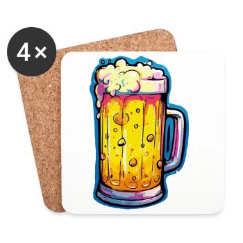 Bier Comic Bierglas - Untersetzer (4er-Set) - Weiß - Vorne
