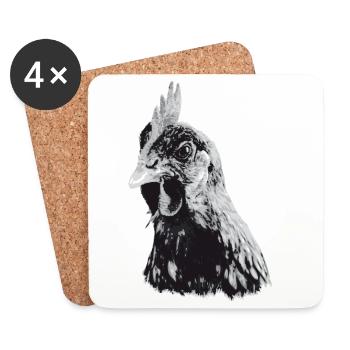 Expressive Chicken Portrait - Coasters (set of 4) - white - Front