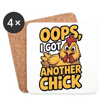 Oops I Got Another Chicken | Funny Farming Pun - Untersetzer (4er-Set) - Weiß - Vorne