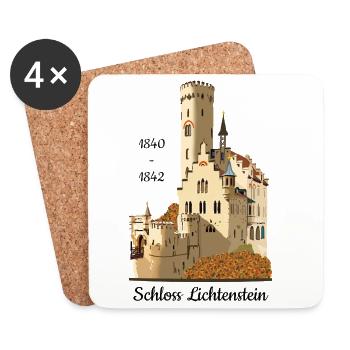 Château de Lichtenstein, dessiné à la main. - Dessous de verre (lot de 4) - blanc - Devant