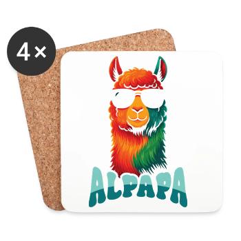 Colorful llama with sunglasses - Coasters (set of 4) - white - Front