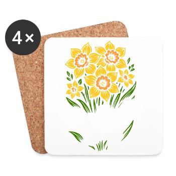 Daffodil Day - Cancer Awareness Tag - Coasters (set of 4) - white - Front
