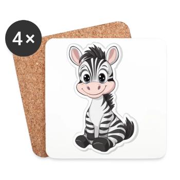 Zebra - Untersetzer (4er-Set) - Weiß - Vorne