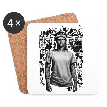 Statue of Liberty in the Urban Graffiti landscape - Coasters (set of 4) - white - Front