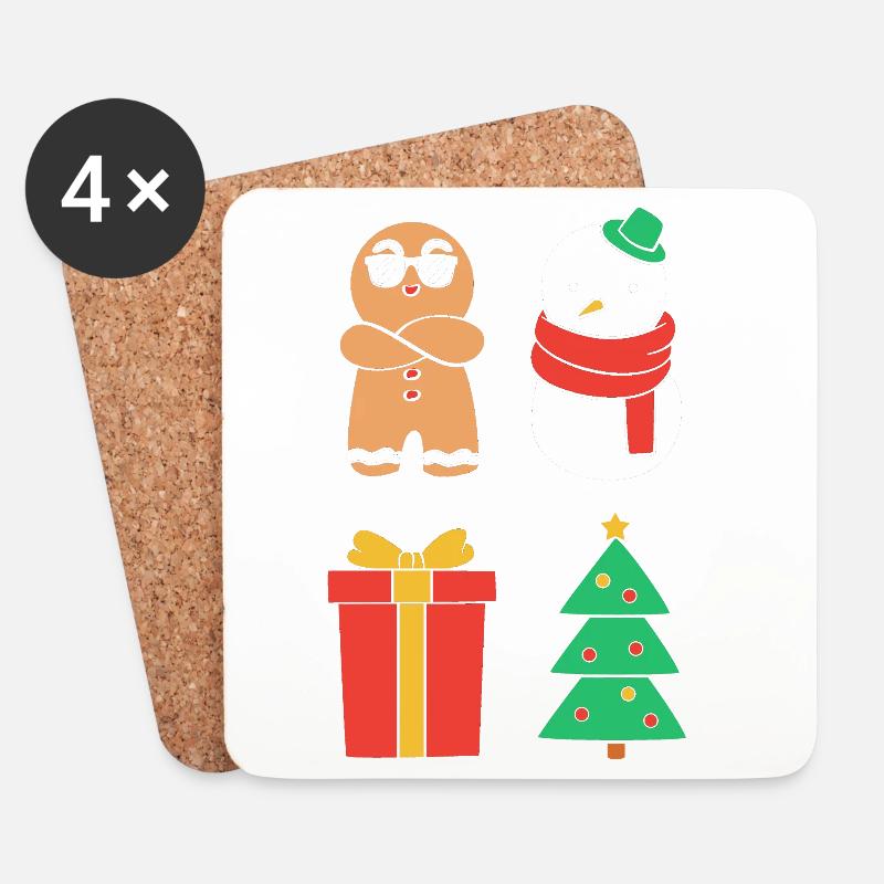 Lebkuchen Weihnachten Lebkuchenmann Gingerbread - Untersetzer (4er-Set) - Weiß