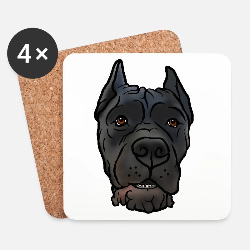 Cane Corso kupiert Kopf im Comicstyle - Untersetzer (4er-Set) - Weiß