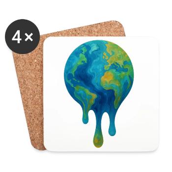 Melting Globe – Art abstrait du climat - Dessous de verre (lot de 4) - blanc - Devant