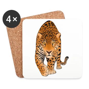 Leopard Big Cat  - Coasters (set of 4) - white - Front